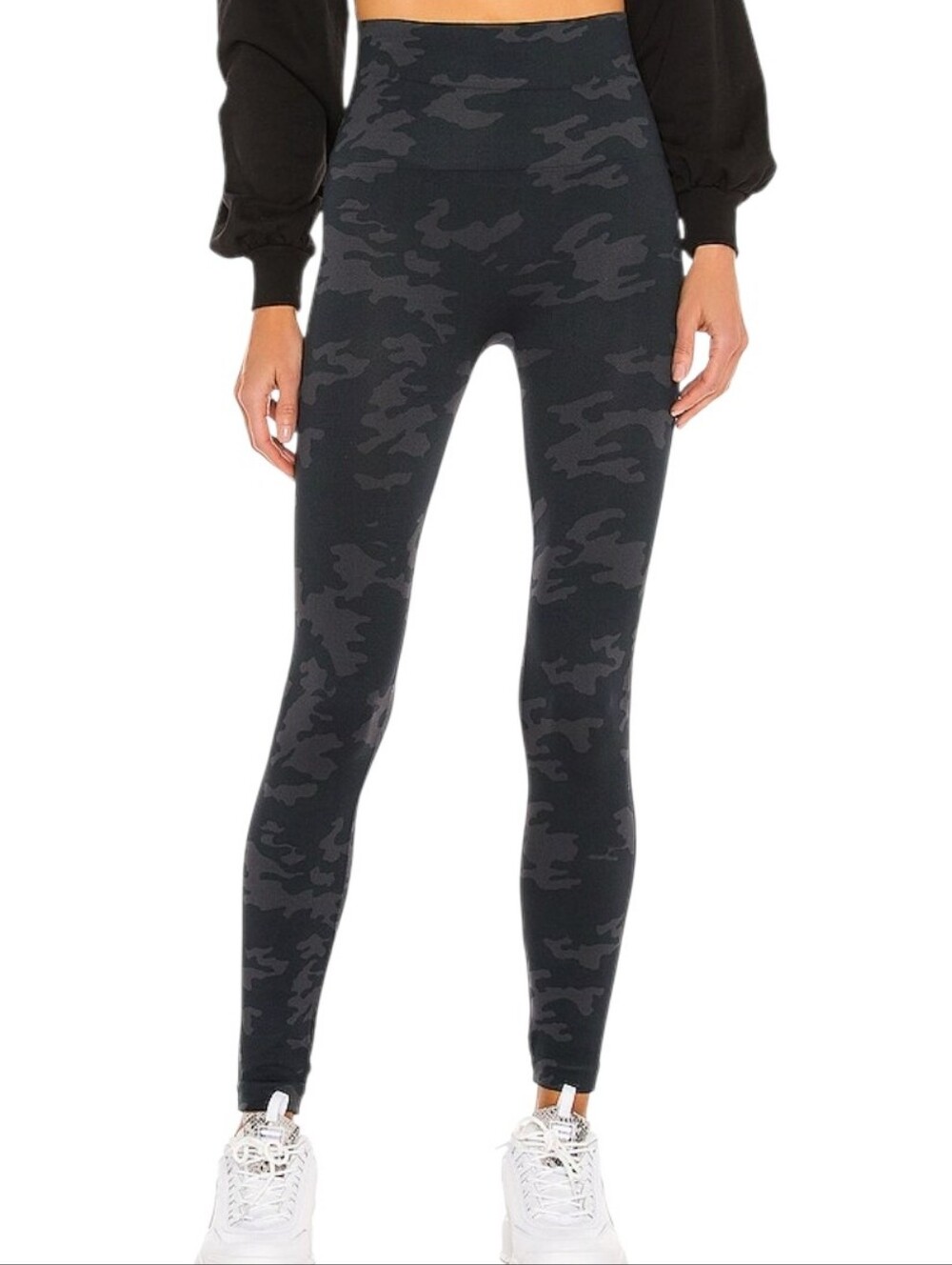Spanx Look At Me Now Black Grey Camo High Rise Leggings size M fits XS